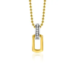 New Zinzi gold plated zilveren ovale hanger 16mm met luxe hangoog bezet met witte zirconia's ZIH2297 (zonder collier)