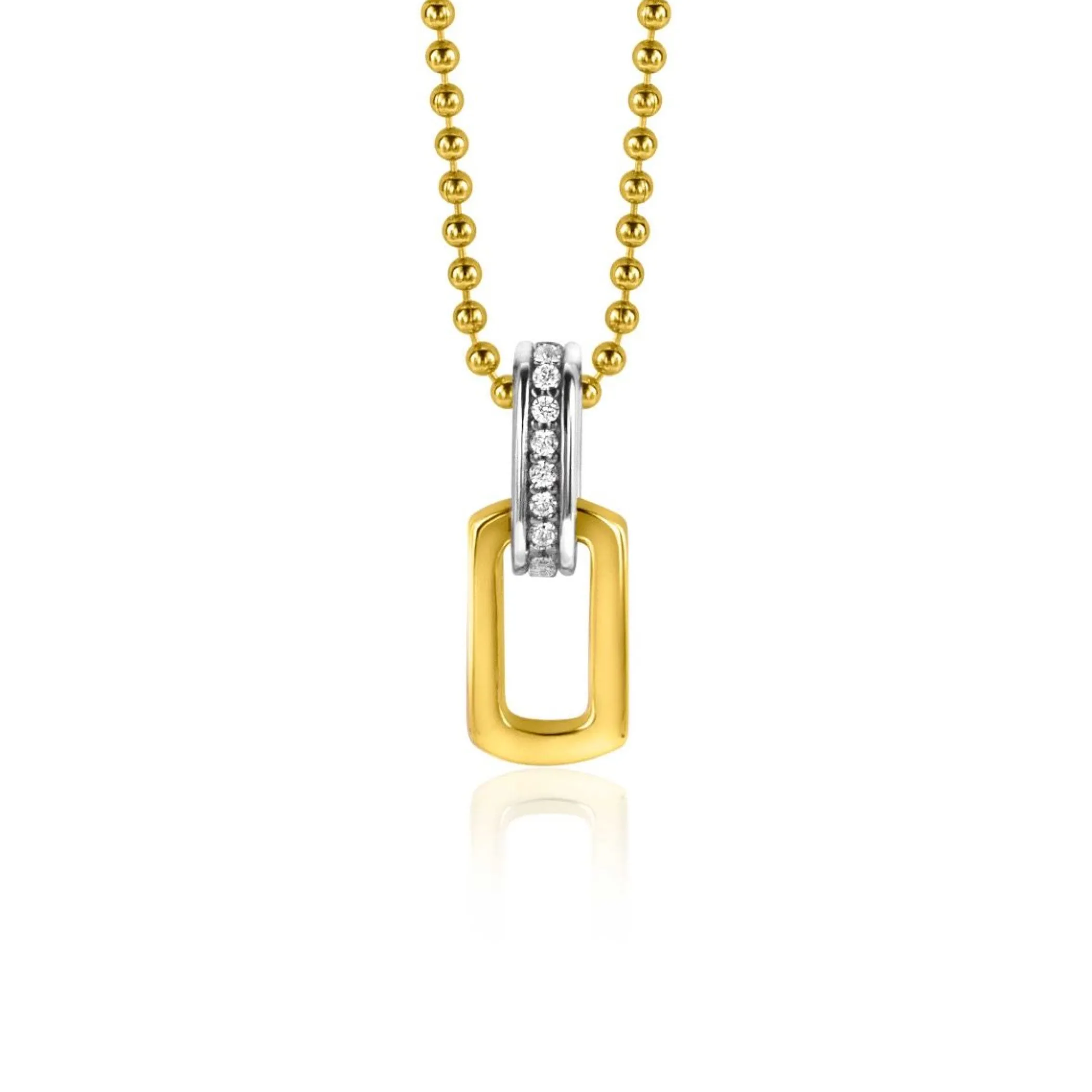 New Zinzi gold plated zilveren ovale hanger 16mm met luxe hangoog bezet met witte zirconia's ZIH2297 (zonder collier)