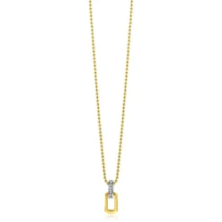 New Zinzi gold plated zilveren ovale hanger 16mm met luxe hangoog bezet met witte zirconia's ZIH2297 (zonder collier)