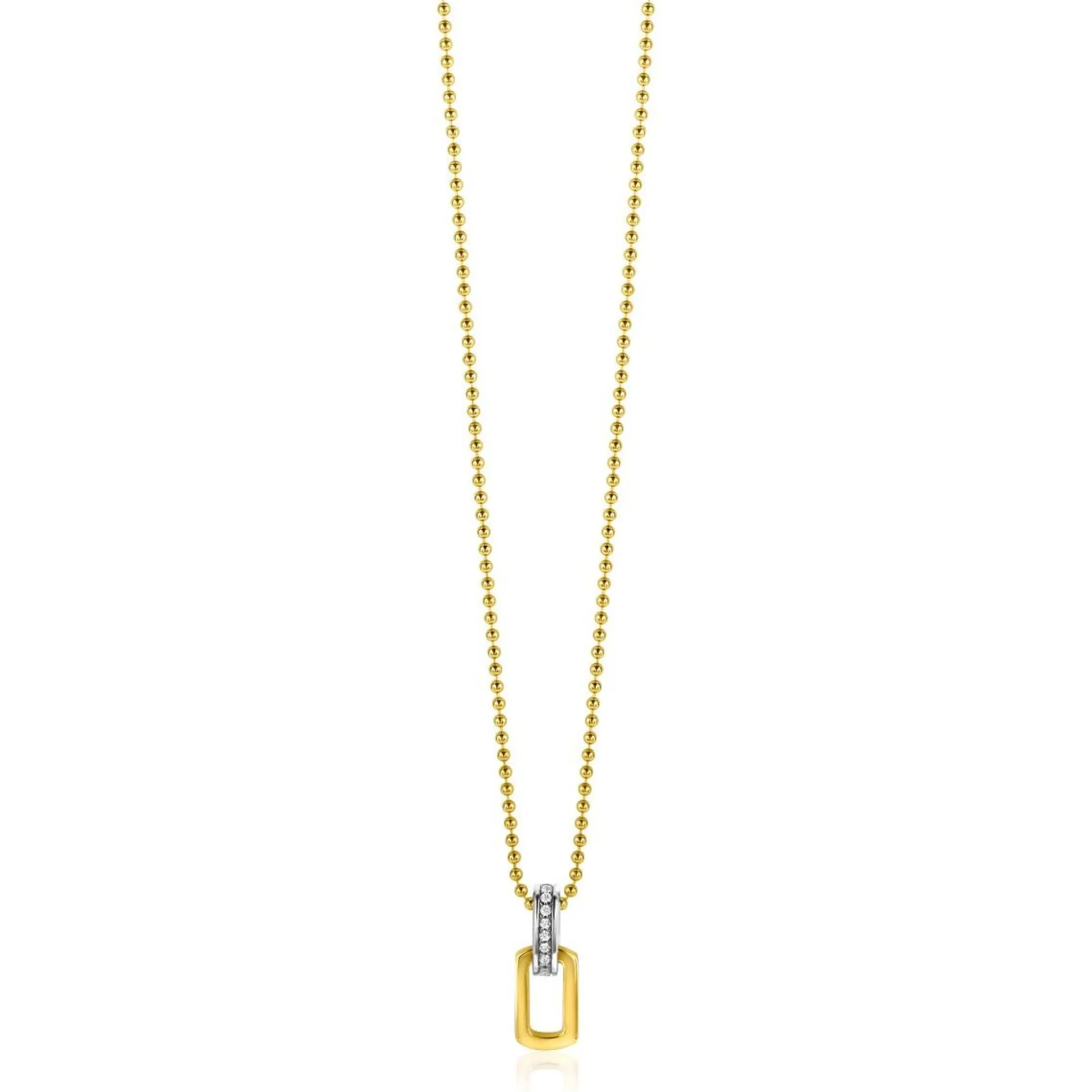 New Zinzi gold plated zilveren ovale hanger 16mm met luxe hangoog bezet met witte zirconia's ZIH2297 (zonder collier)