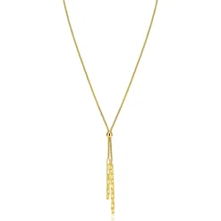 Sale Zinzi gold plated zilveren Y-collier 43–46cm met popcorn schakel en twee bungelende kettinkjes ZIC2710G