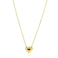 Discount Zinzi gold plated zilveren ketting met luxe groot hart (15mm) 40-45 cm ZIC2672G