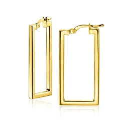 Online Zinzi gold plated zilveren oorringen 30mm in rechthoek vorm buisdikte 2mm ZIO2337G