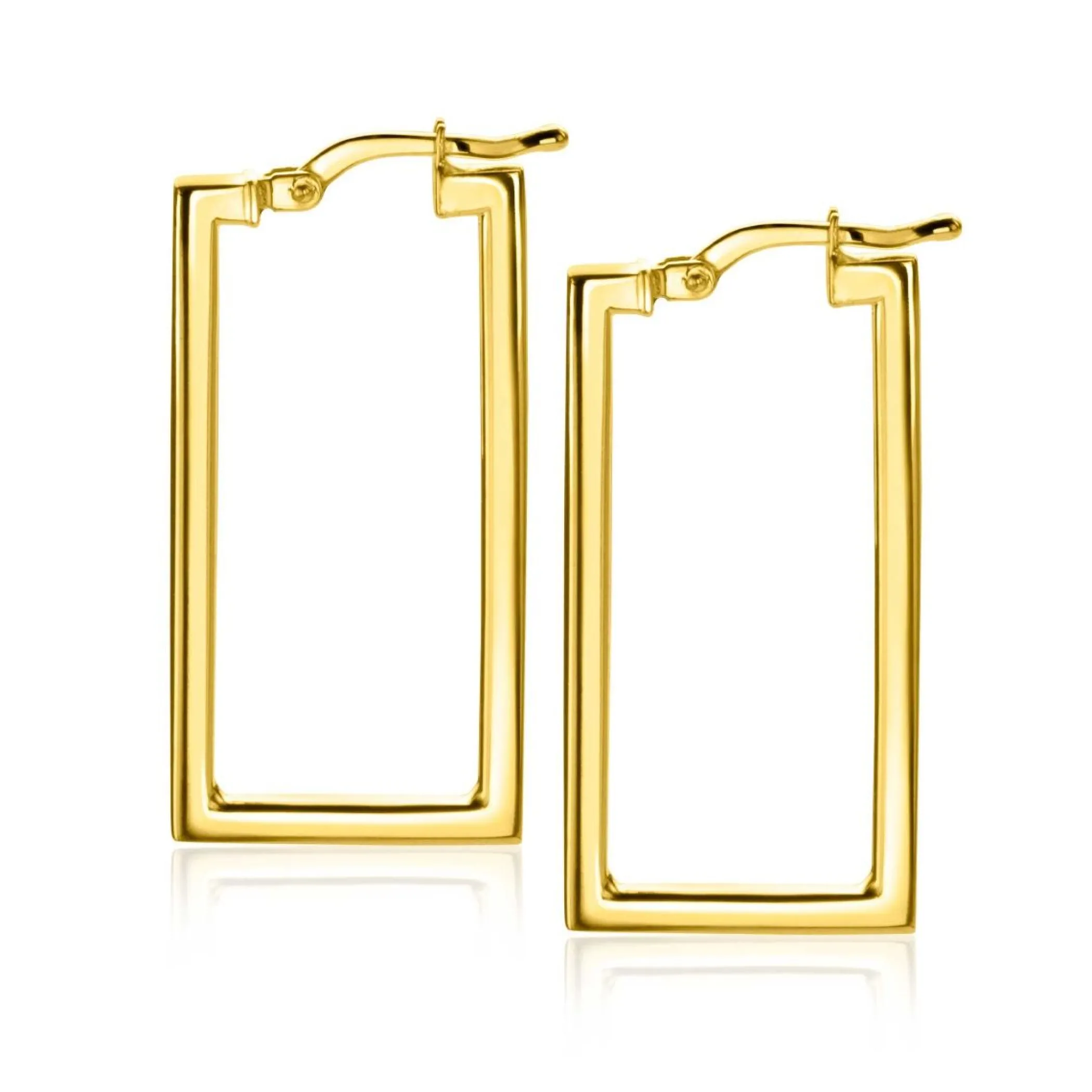 Online Zinzi gold plated zilveren oorringen 30mm in rechthoek vorm buisdikte 2mm ZIO2337G