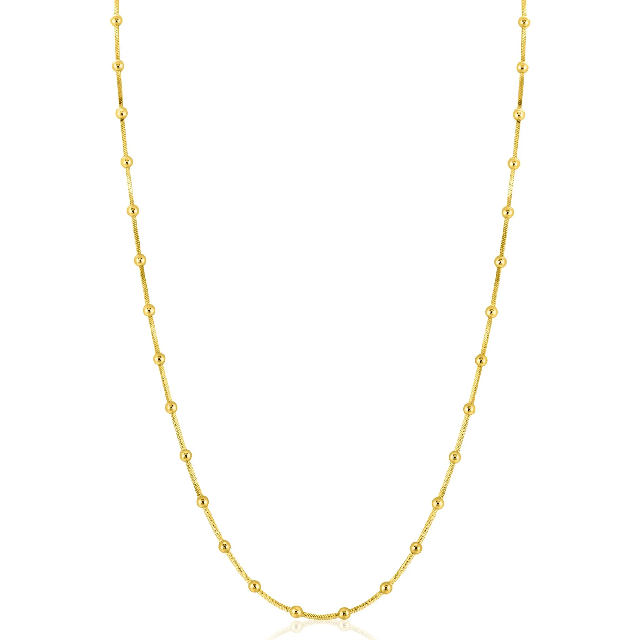 Online Zinzi gold plated zilveren slangen-ketting met vierkant geslepen schakels en 40 verfijnde glanzende bolletjes (2,5mm breed) 43-45cm ZIC2471G