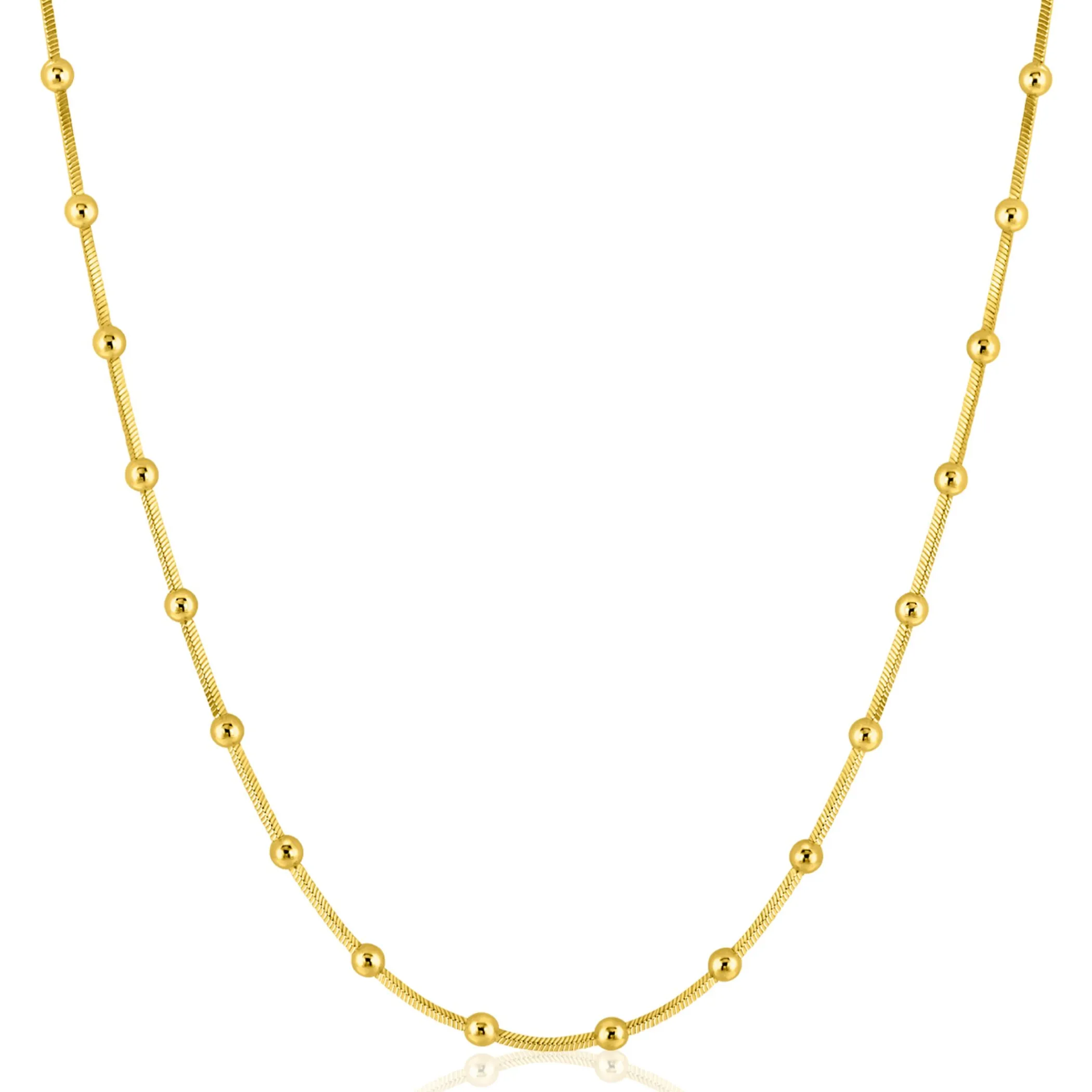 Online Zinzi gold plated zilveren slangen-ketting met vierkant geslepen schakels en 40 verfijnde glanzende bolletjes (2,5mm breed) 43-45cm ZIC2471G
