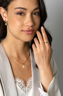 Online Zinzi gold plated zilveren aanschuifring met zeven ster-zettingen, bezet met witte zirconia's 3mm breed ZIR2491Y