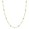 Best Zinzi gold plated zilveren fantasie ketting met 13 groene donuts en glanzende bolletjes 42-45cm ZIC2509
