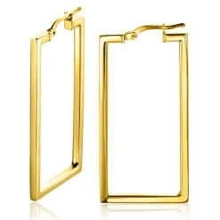 Sale Zinzi gold plated zilveren oorringen 40mm in rechthoek vorm buisdikte 2mm ZIO2337LG