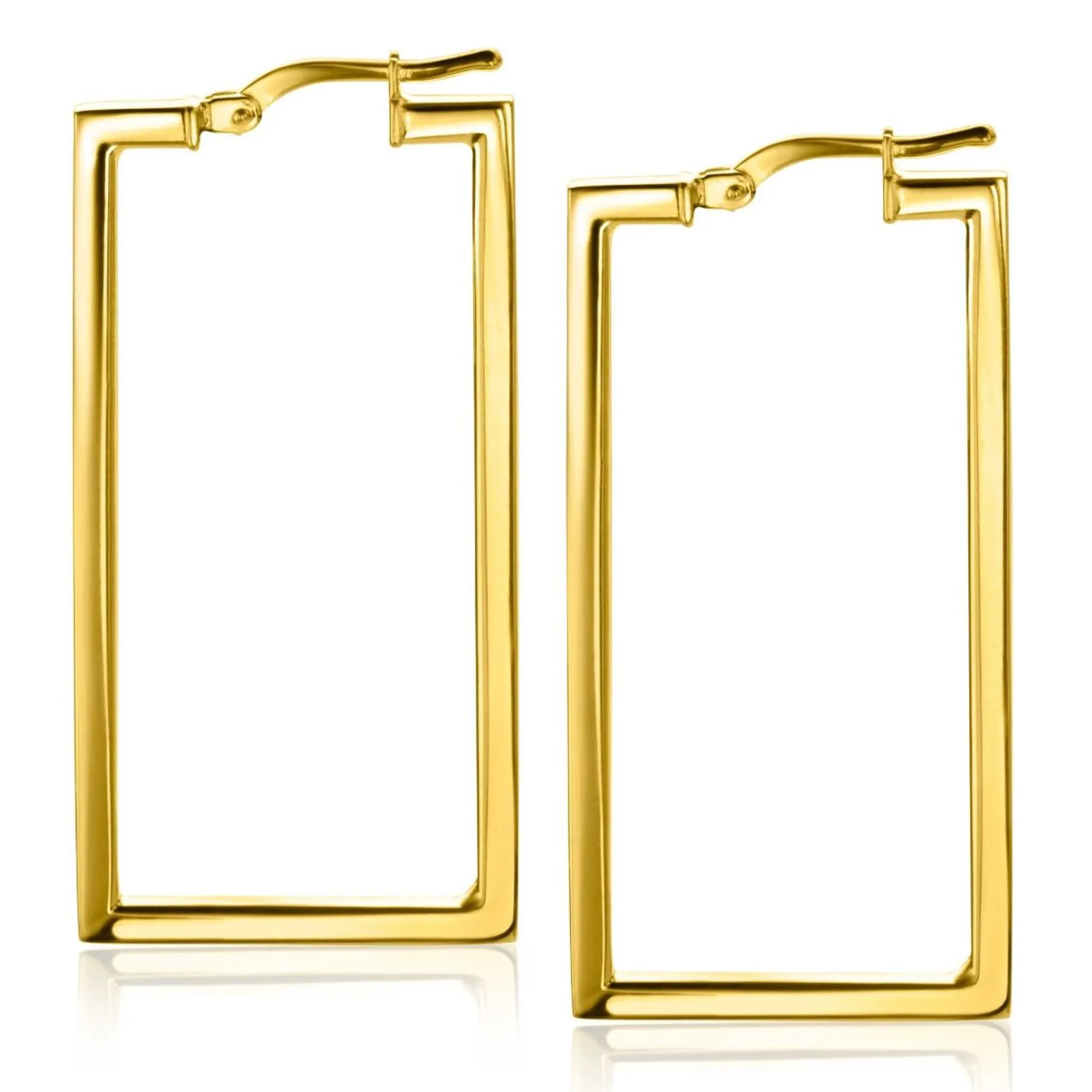 Sale Zinzi gold plated zilveren oorringen 40mm in rechthoek vorm buisdikte 2mm ZIO2337LG