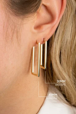 Sale Zinzi gold plated zilveren oorringen 40mm in rechthoek vorm buisdikte 2mm ZIO2337LG