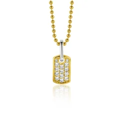 Sale Zinzi gold plated zilveren vierkant plaatje als hanger 15mm vol bezet met witte zirconia's ZIH2299 (zonder collier)