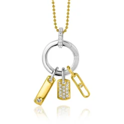 Sale Zinzi gold plated zilveren vierkant plaatje als hanger 15mm vol bezet met witte zirconia's ZIH2299 (zonder collier)