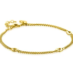 Sale Zinzi gold plated zilveren gourmet armband met drie open hartjes 17-20cm ZIA2409G