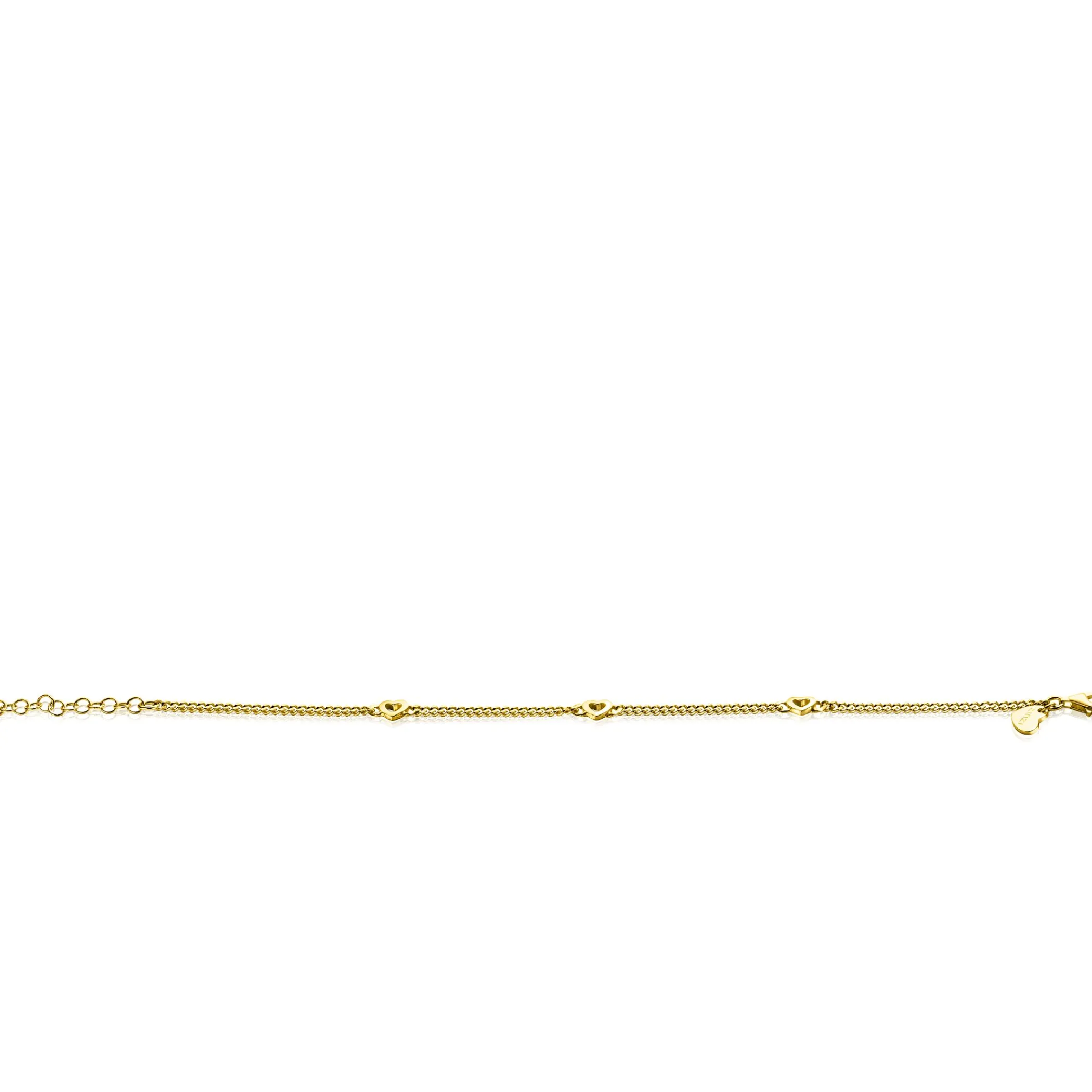 Sale Zinzi gold plated zilveren gourmet armband met drie open hartjes 17-20cm ZIA2409G