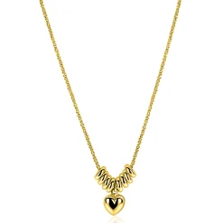 Hot Zinzi gold plated zilveren ketting 42-45cm met hart en 8 glanzende donuts ZIC2760