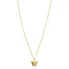 Online Zinzi gold plated zilveren ketting 42-45cm met vlinder hanger, bezet met witte zirkonia's ZIC2742