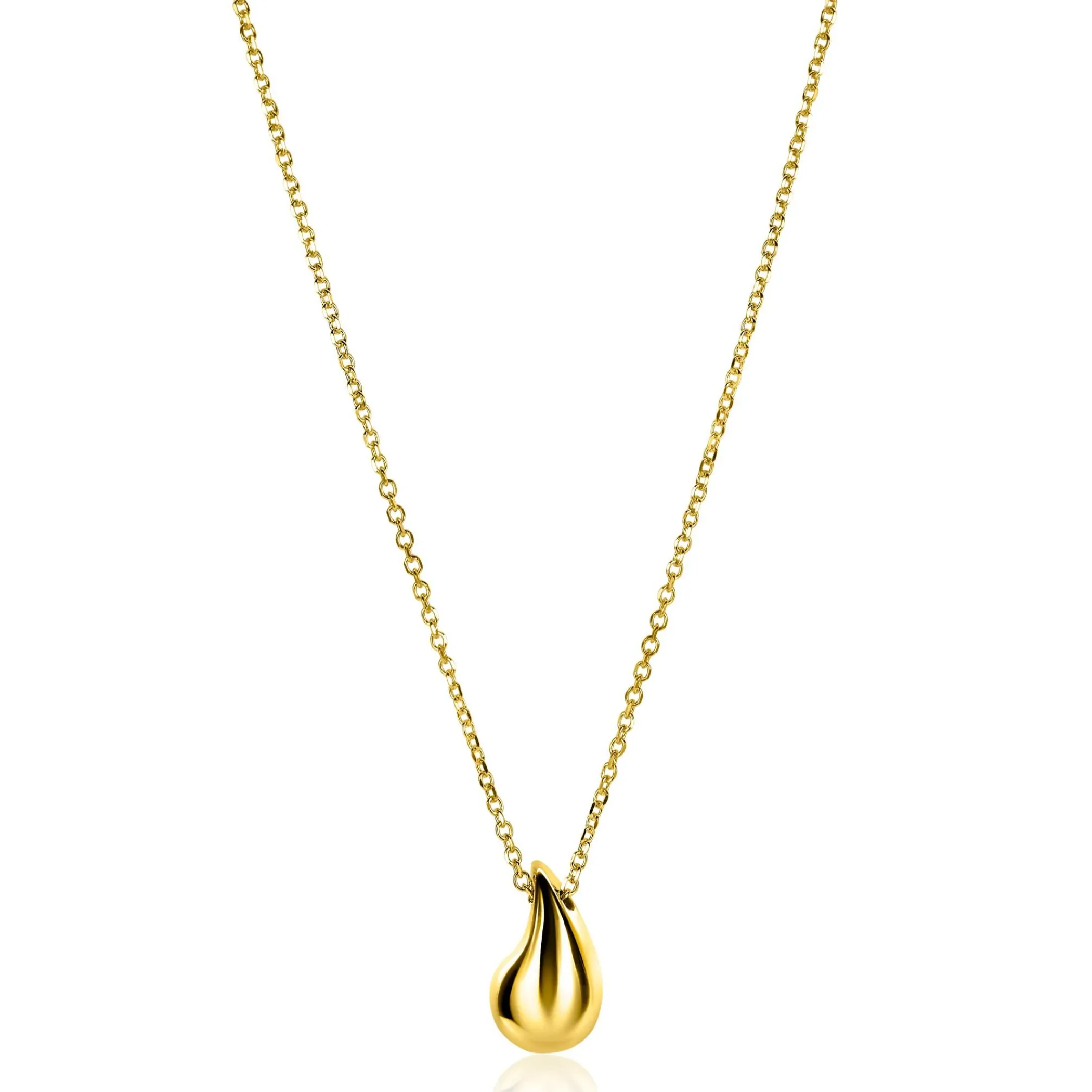 Discount Zinzi gold plated zilveren jasseron ketting 42-45cm met organisch gevormde hanger 18mm ZIC2636G