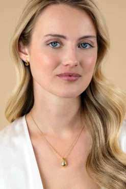 Discount Zinzi gold plated zilveren jasseron ketting 42-45cm met organisch gevormde hanger 18mm ZIC2636G