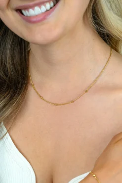 Discount Zinzi gold plated zilveren gourmet ketting met vijf bolletjes 42–45cm ZIC2714G