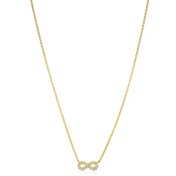 Zinzi gold plated zilveren ketting met Infinity teken, vol bezet met witte zirconia's 42-45cm ZIC2597Y