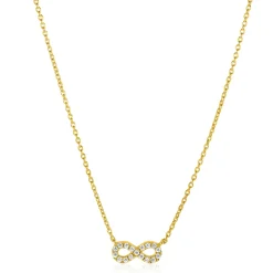Zinzi gold plated zilveren ketting met Infinity teken, vol bezet met witte zirconia's 42-45cm ZIC2597Y