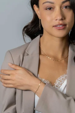 Outlet Zinzi gold plated zilveren schakel ketting met glinsterende pijlvormige schakels 1,5mm breed 42-45cm ZIC2414G