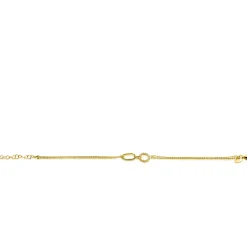 Online Zinzi gold plated zilveren multi-look armband met twee kettinkjes, verbonden aan een ovale schakel en open rondje bezet met witte zirconia's 17-20cm ZIA2463Y