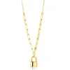 Online Zinzi gold plated zilveren paperclip schakelketting 45cm met trendy slotje als bedel 40-45cm ZIC2355G