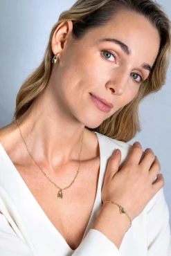 Online Zinzi gold plated zilveren paperclip schakelketting 45cm met trendy slotje als bedel 40-45cm ZIC2355G