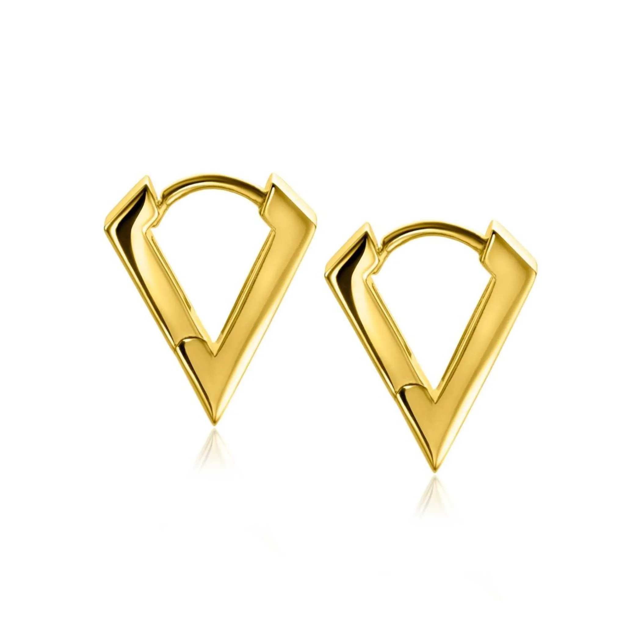 Best Zinzi gold plated zilveren luxe oorringen driehoeksvorm 16x3mm ZIO2318G