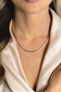 Outlet Zinzi gold plated zilveren platte slangen-ketting 45cm 2,5mm breed ZIC2401G