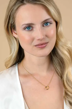 Clearance Zinzi gold plated zilveren bolletjes ketting met gladde hanger in ronde organische vorm 45-48cm ZIC2611G
