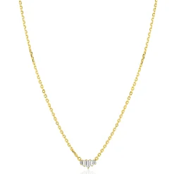 Sale Zinzi gold plated zilveren ketting 42–45cm met piramide vorm, bezet met witte zirkonia’s ZIC2723Y