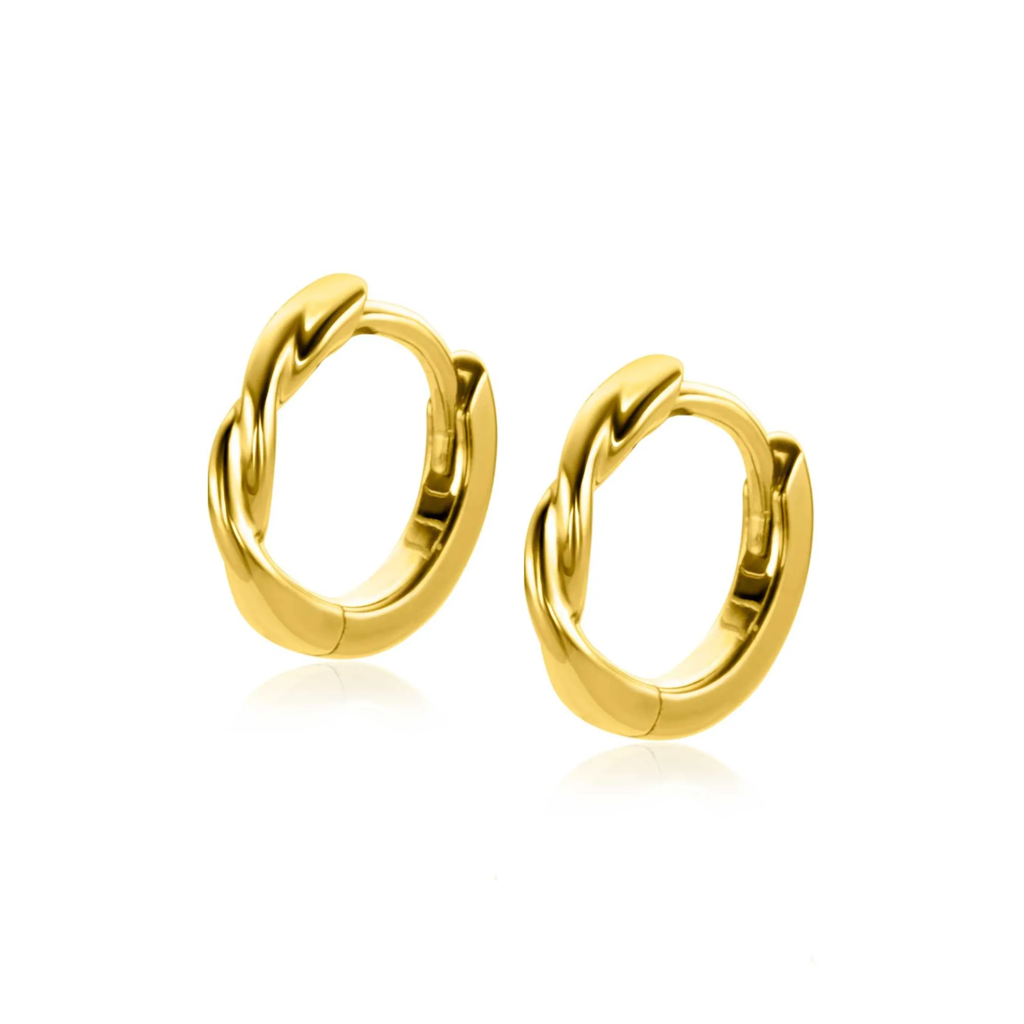 Outlet Zinzi gold plated zilveren oorringen met gedraaide buis 12 x 2mm ZIO2321G