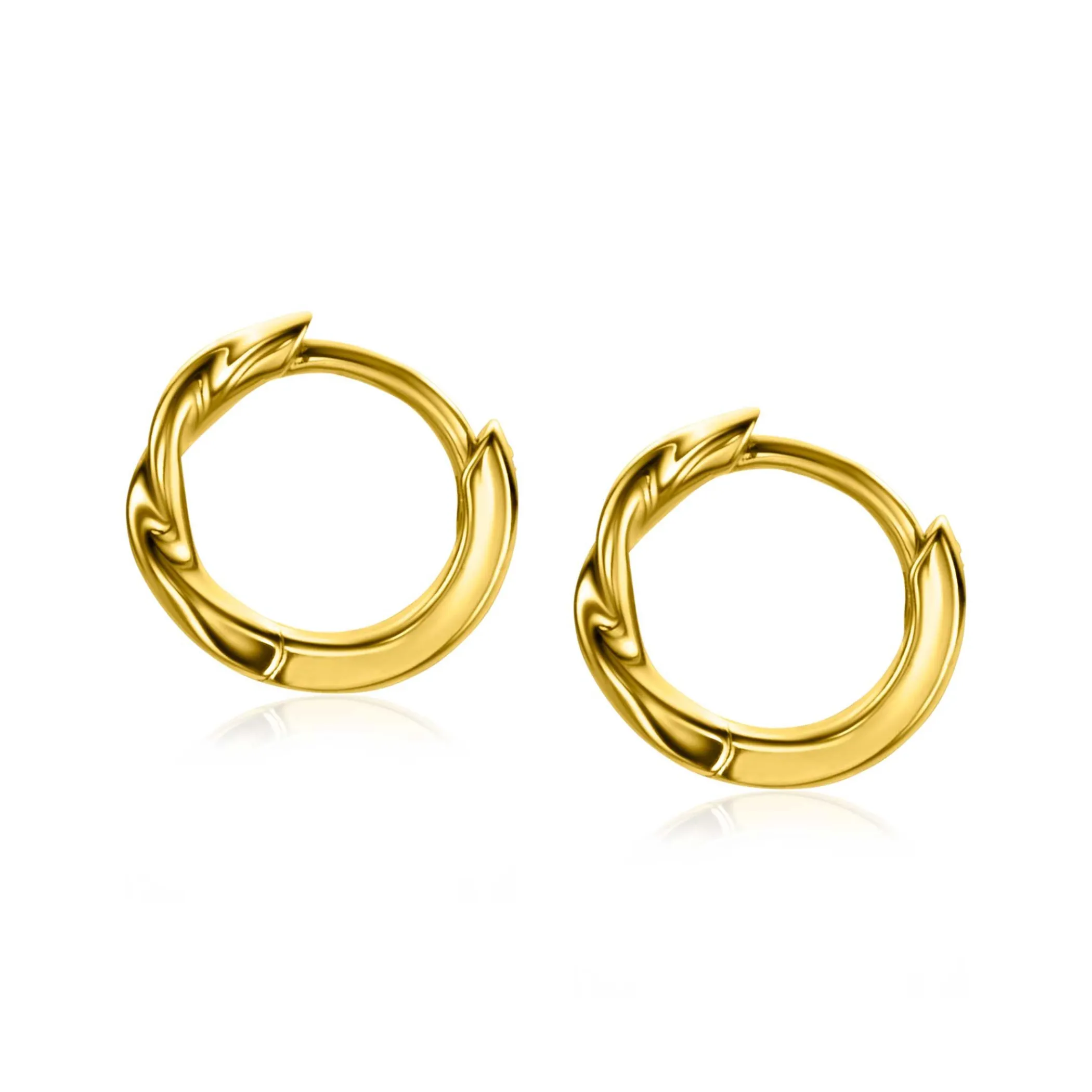Outlet Zinzi gold plated zilveren oorringen met gedraaide buis 12 x 2mm ZIO2321G