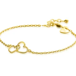 Sale Zinzi gold plated zilveren armband met 2 verbonden hartjes 16,5-19,5cm ZIA2513G