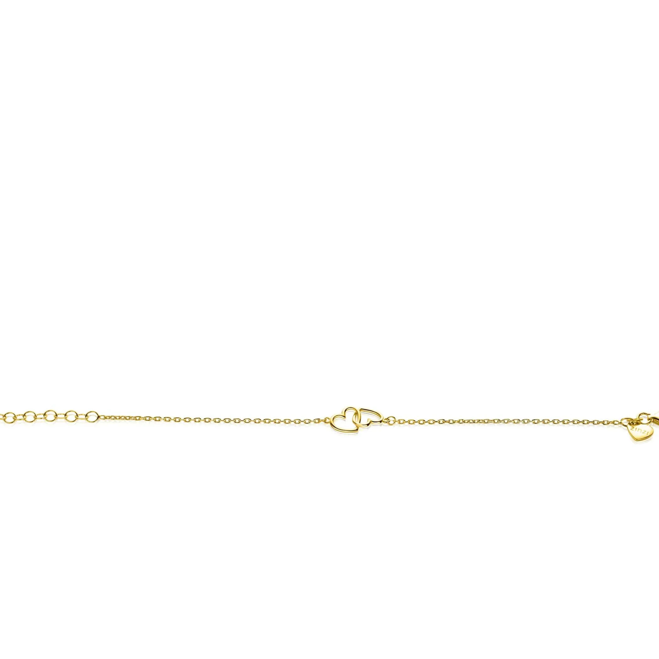 Sale Zinzi gold plated zilveren armband met 2 verbonden hartjes 16,5-19,5cm ZIA2513G
