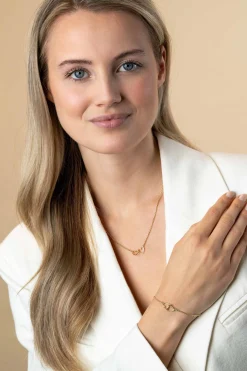 Sale Zinzi gold plated zilveren armband met 2 verbonden hartjes 16,5-19,5cm ZIA2513G