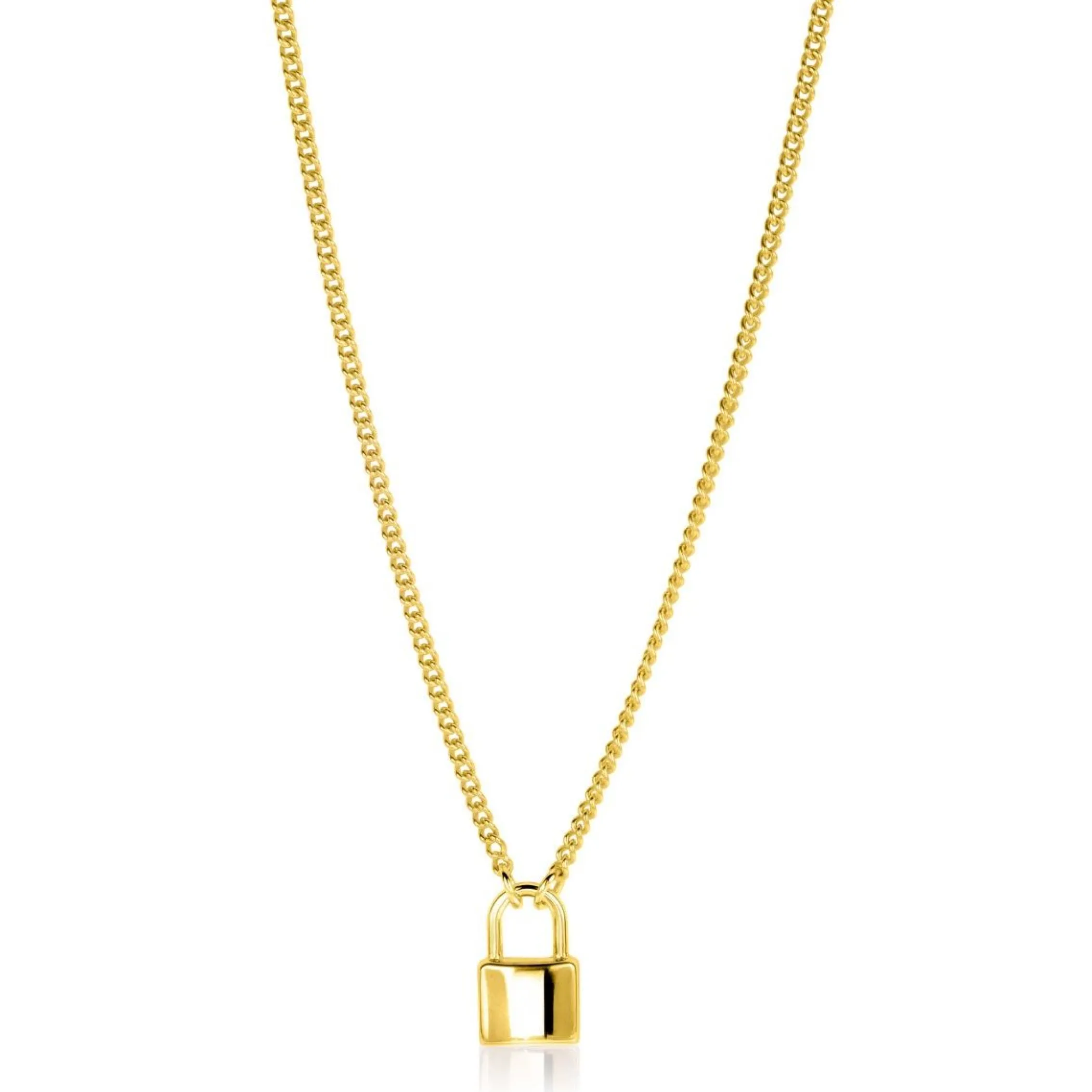 New Zinzi gold plated zilveren gourmet ketting 45cm met trendy slotje als bedel 40-45cm ZIC2354G