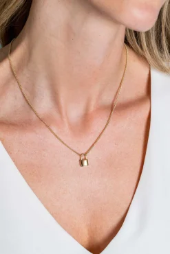 New Zinzi gold plated zilveren gourmet ketting 45cm met trendy slotje als bedel 40-45cm ZIC2354G