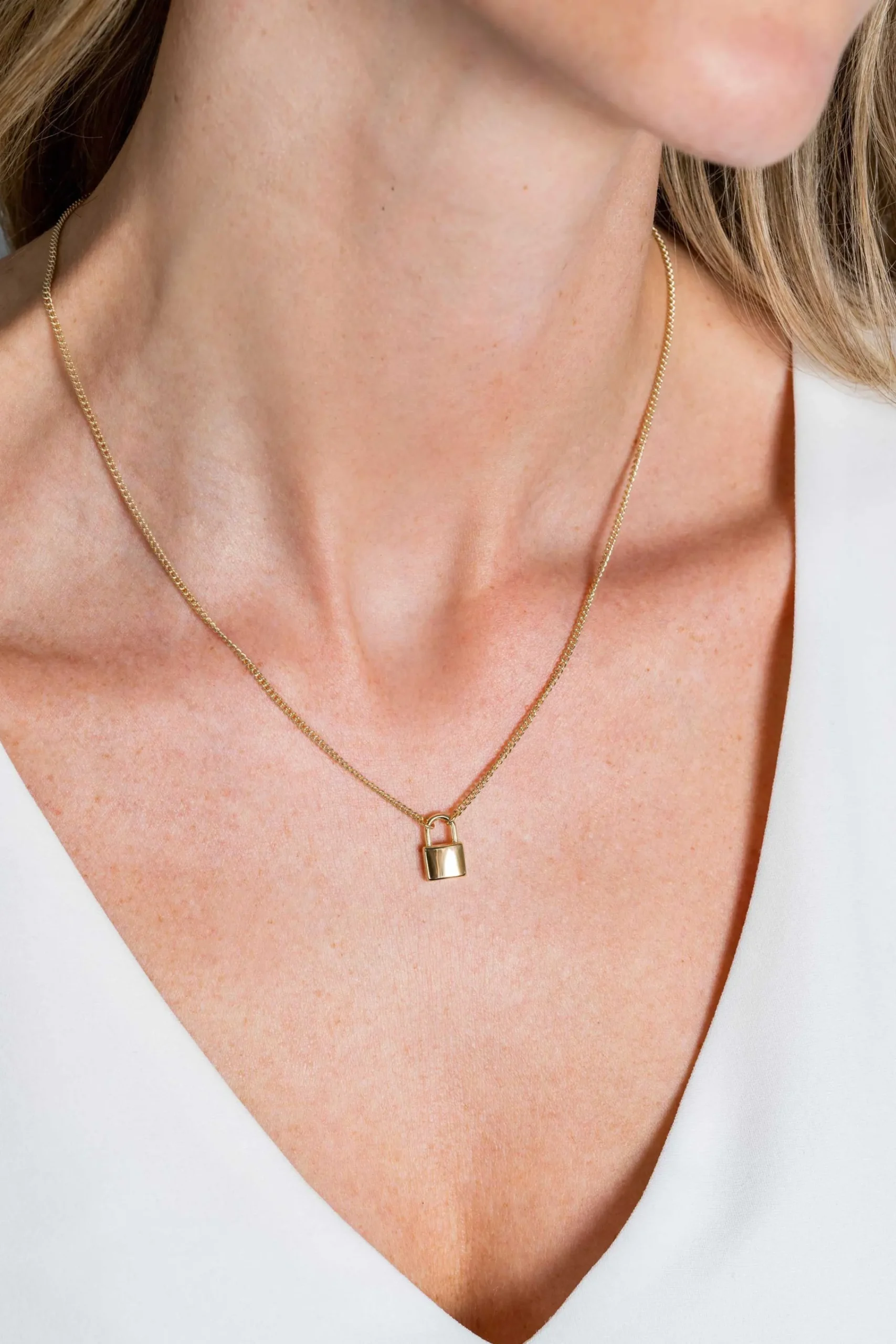 New Zinzi gold plated zilveren gourmet ketting 45cm met trendy slotje als bedel 40-45cm ZIC2354G