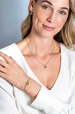 New Zinzi gold plated zilveren gourmet ketting 45cm met trendy slotje als bedel 40-45cm ZIC2354G