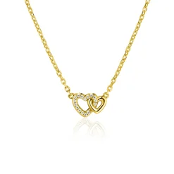 Sale Zinzi gold plated zilveren ketting 42–45cm met verbonden hartjes, witte zirkonia's ZIC2493Y