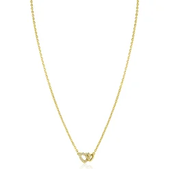 Sale Zinzi gold plated zilveren ketting 42–45cm met verbonden hartjes, witte zirkonia's ZIC2493Y