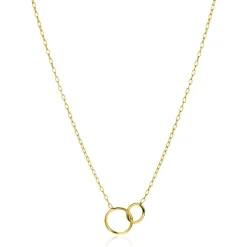 Online Zinzi gold plated zilveren paperclip schakel ketting met ronde vormen 42-45cm ZIC2275G