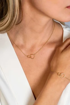 Online Zinzi gold plated zilveren paperclip schakel ketting met ronde vormen 42-45cm ZIC2275G