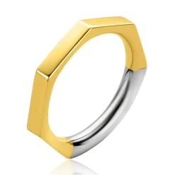 New Zinzi gold plated zilveren aanschuifring zeshoek gladde buis 3mm ZIR2323G