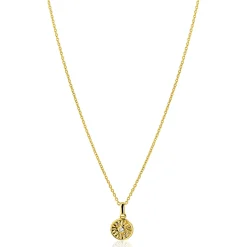 Online Zinzi gold plated zilveren ketting 42-45cm met zon hanger, bezet met witte zirkonia ZIC2741