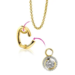 Online Zinzi gold plated zilveren hanger met witte zirconia's om je oorbedels aan te hangen ZIH2CHG
